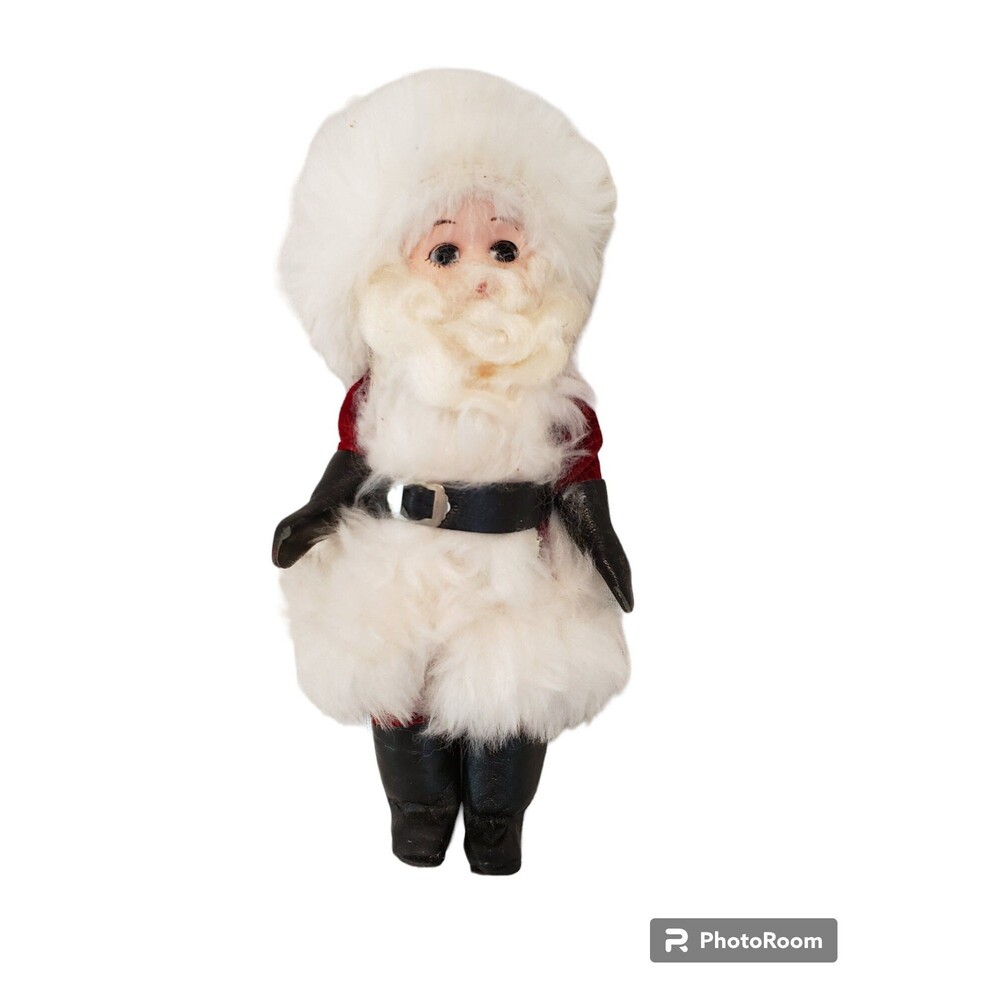 Santa Claus Doll Sleepy Eyes 8" Celluloid? Vintage 1950s 50s MCM RARE